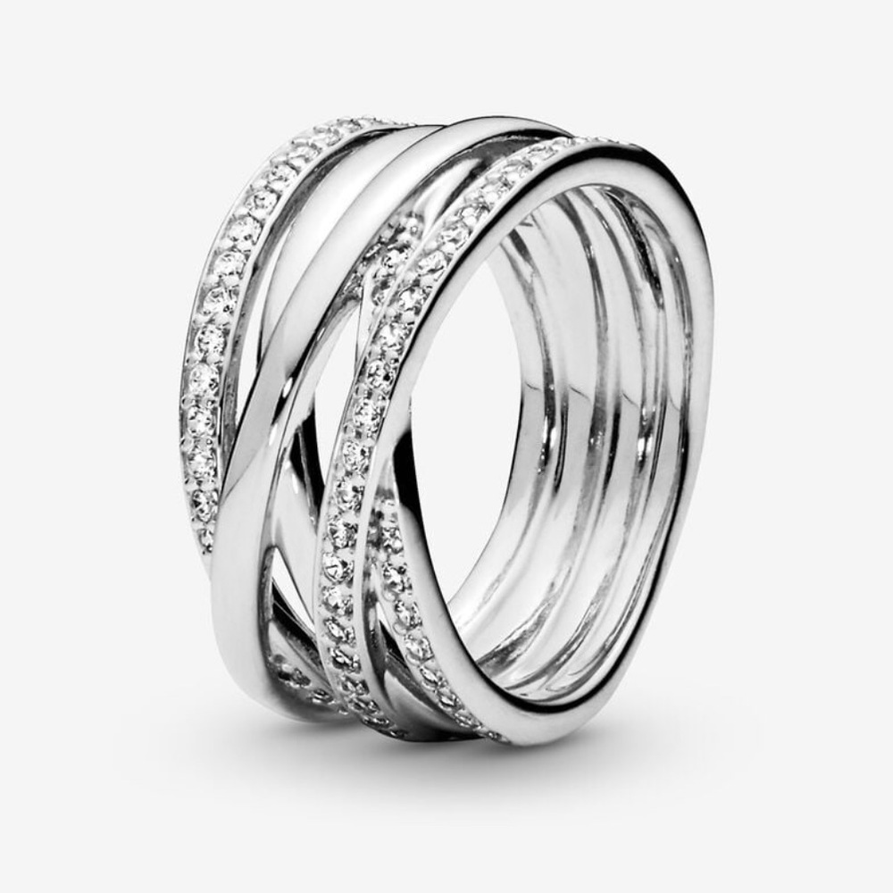 NWT Pandora Sparkling & Polished Lines Ring S925 & Zirconia​​​​​